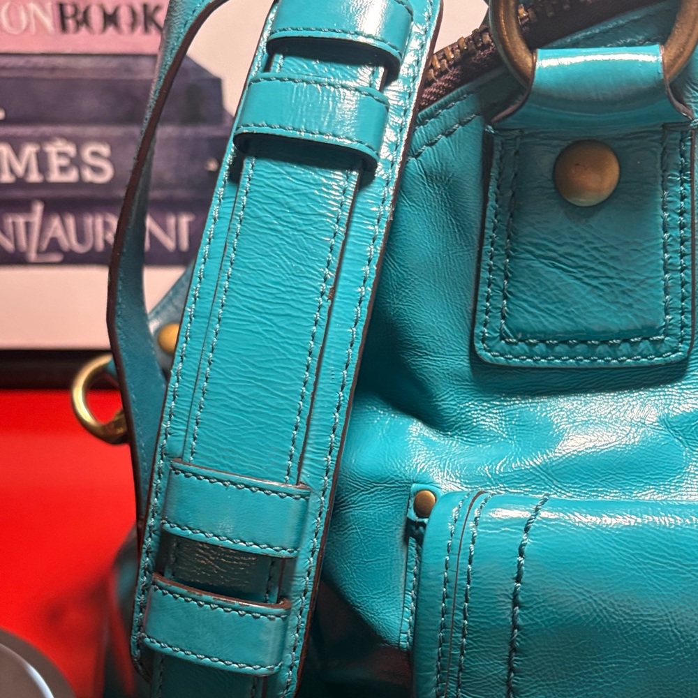 Coach Legacy Francine Satchel and Kisslock Turnlock Wallet Patent Turquoise 2008 - Picture 6 of 17